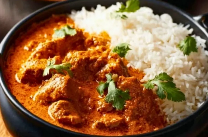 Delicious Crockpot Butter Chicken with spices and tender chicken pieces
