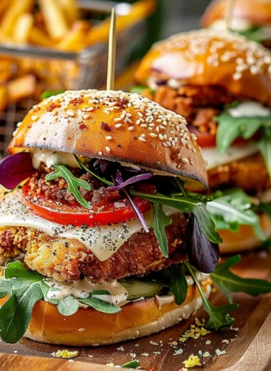 Juicy chicken thigh burgers grilled to perfection on a plate