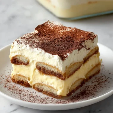 Delicious Eggnog Tiramisu dessert layered with festive flavors