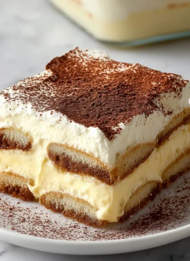 Delicious Eggnog Tiramisu dessert layered with festive flavors