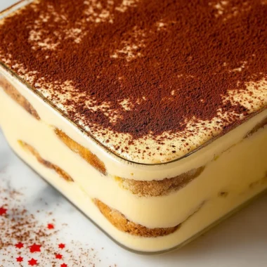 Decadent Eggnog Tiramisu dessert with festive holiday theme