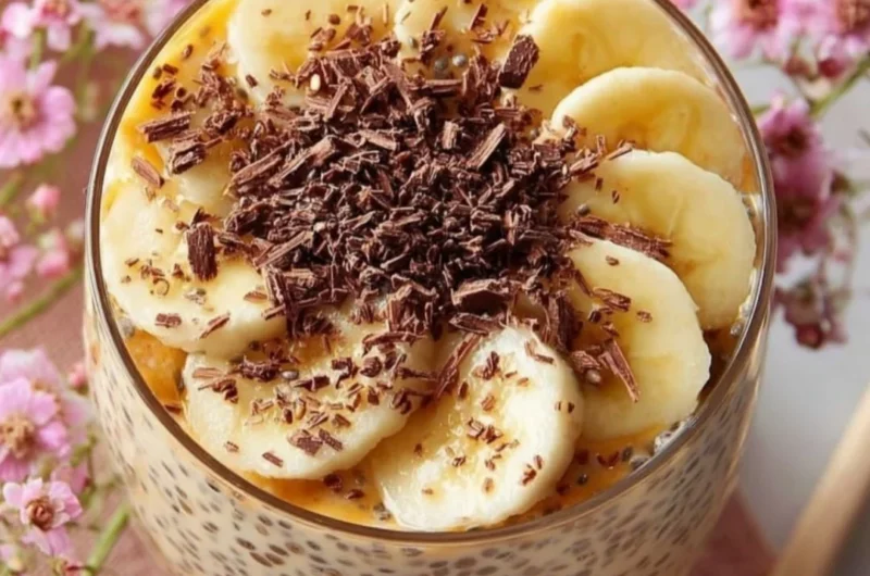 Bowl of gluten-free overnight oats with chia seeds and honey