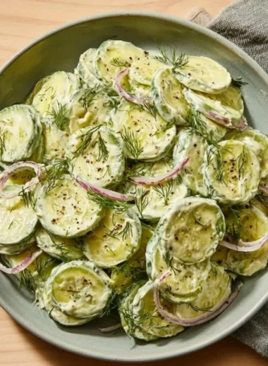 High-protein cucumber salad with colorful vegetables and dressing
