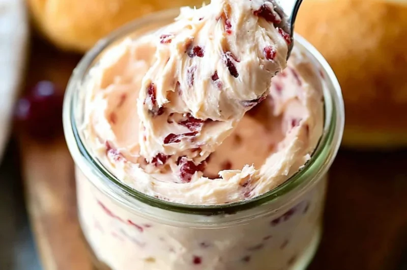 Delicious homemade cranberry honey butter spread on toast