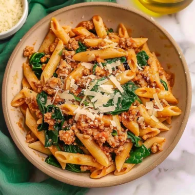 Delicious homemade Instant Pot ground turkey pasta served in a bowl