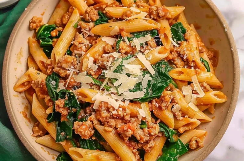Delicious homemade Instant Pot ground turkey pasta served in a bowl