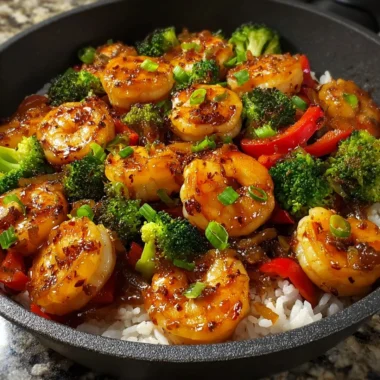 Delicious honey garlic shrimp stir-fry bursting with flavor.