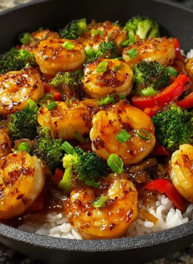 Delicious honey garlic shrimp stir-fry bursting with flavor.