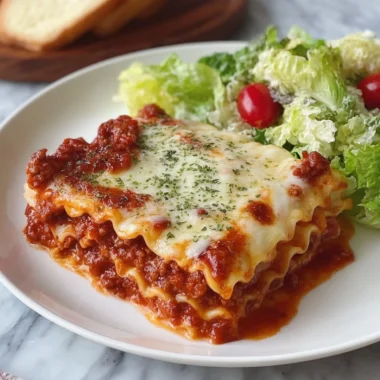 Delicious Lazy Lasagna baked to perfection with layers of cheese and sauce.