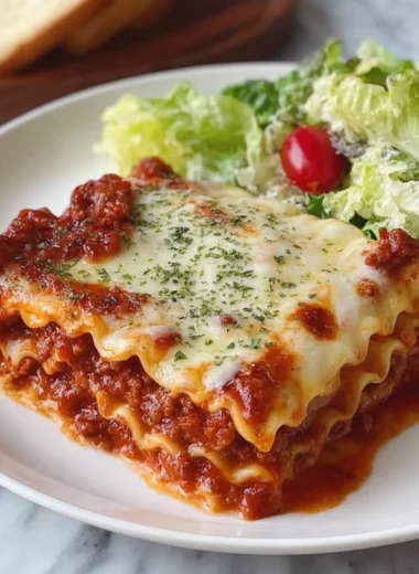 Delicious Lazy Lasagna baked to perfection with layers of cheese and sauce.