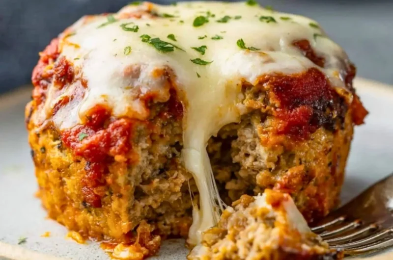 Delicious turkey meatloaf muffins baked to perfection, ready to serve.