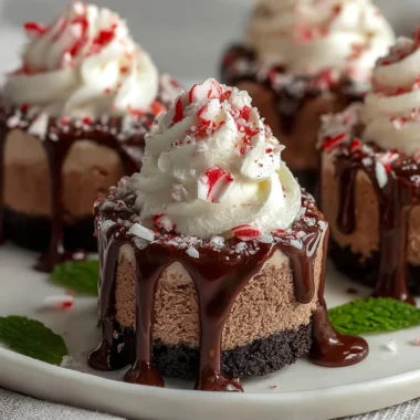 No-bake hot cocoa peppermint cheesecake bites on a festive plate