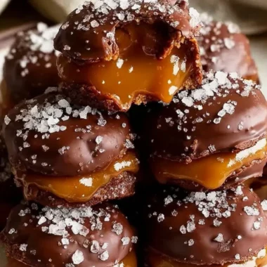 No-bake salted caramel pretzel bites on a plate