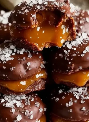 No-bake salted caramel pretzel bites on a plate