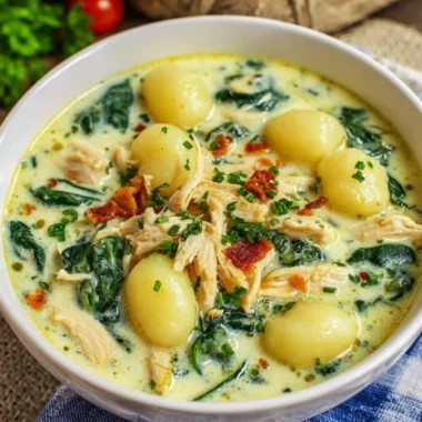 Delicious Olive Garden Copycat Chicken Gnocchi Soup in a bowl