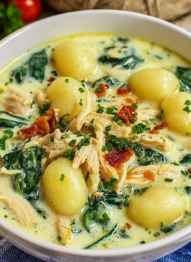 Delicious Olive Garden Copycat Chicken Gnocchi Soup in a bowl