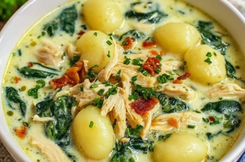 Delicious Olive Garden Copycat Chicken Gnocchi Soup in a bowl