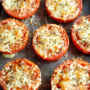 Delicious Parmesan Baked Tomatoes fresh out of the oven.