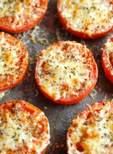 Delicious Parmesan Baked Tomatoes fresh out of the oven.