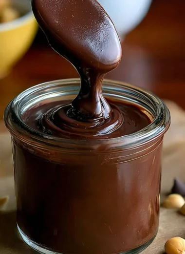 Delicious peanut butter hot fudge drizzled over ice cream