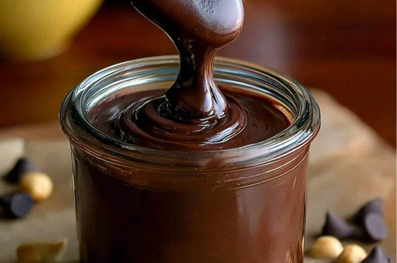 Delicious peanut butter hot fudge drizzled over ice cream