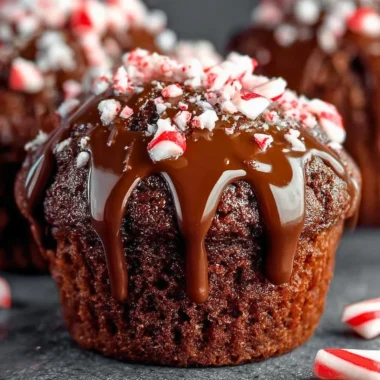 Freshly baked peppermint hot chocolate muffins topped with chocolate chips.