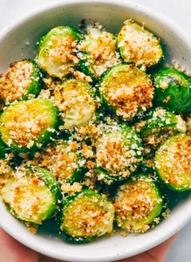 Delicious roasted Brussels sprouts served on a plate