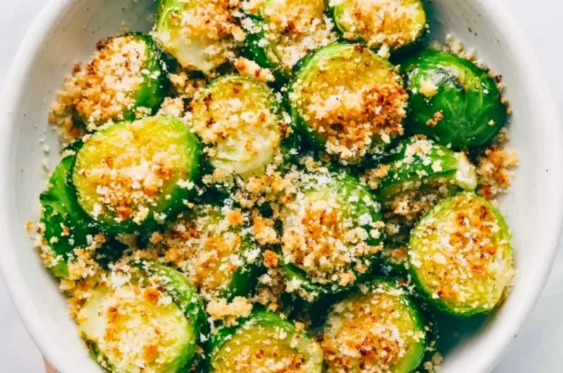 Delicious roasted Brussels sprouts served on a plate