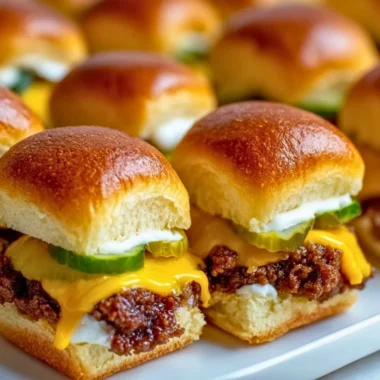 Delicious sheetpan burger sliders served on a platter with toppings