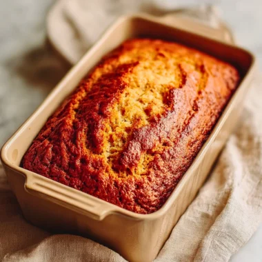 Delicious cottage cheese banana bread topped with banana slices