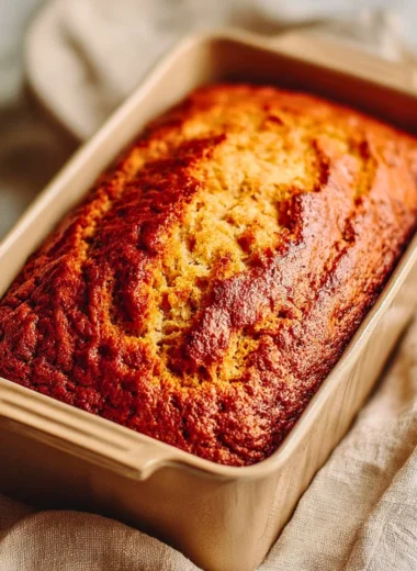 Delicious cottage cheese banana bread topped with banana slices