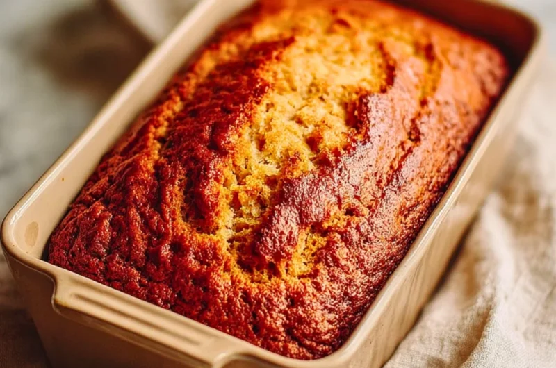 Delicious cottage cheese banana bread topped with banana slices