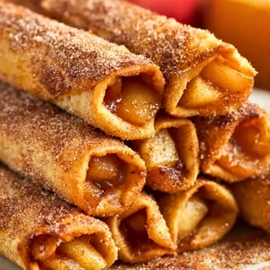 Delicious air fryer apple pie taquitos served with caramel sauce