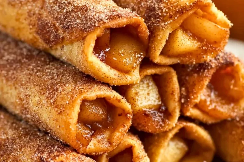 Delicious air fryer apple pie taquitos served with caramel sauce