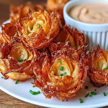 Air fryer crispy mini blooming onions served as a tasty snack
