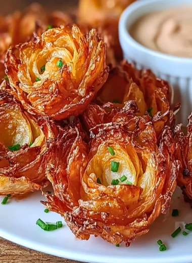 Air fryer crispy mini blooming onions served as a tasty snack