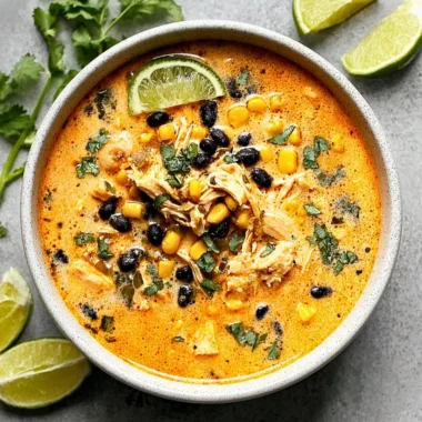 Delicious Chicken Poblano Soup served in a bowl with fresh ingredients.
