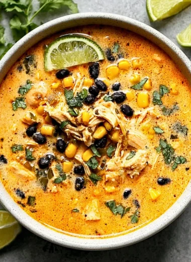 Delicious Chicken Poblano Soup served in a bowl with fresh ingredients.