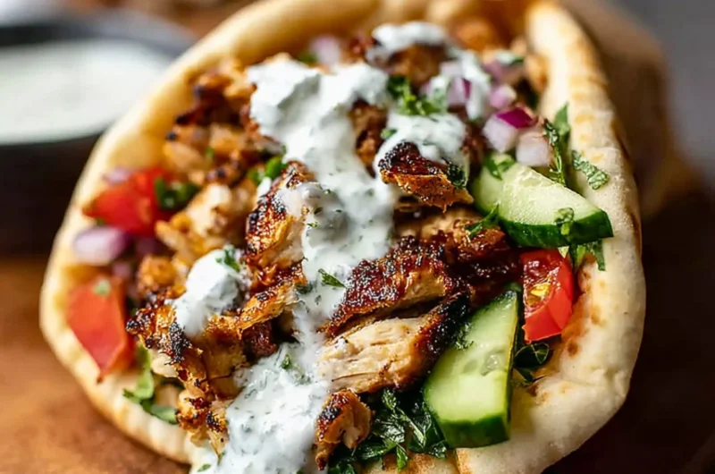 Delicious Chicken Shawarma served with creamy garlic sauce