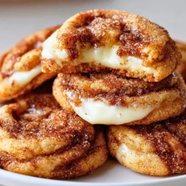 Delicious Cinnamon Roll Cheesecake Cookies on a plate, drizzled with icing