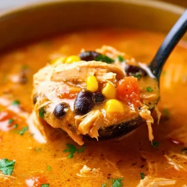Bowl of classic chicken tortilla soup topped with crispy tortilla strips.