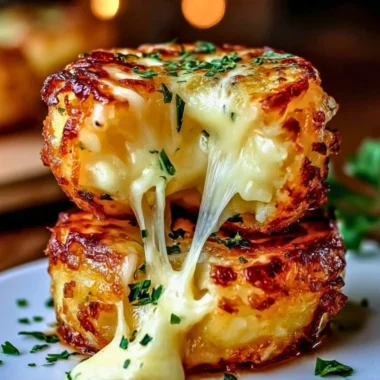 Crispy cheesy mashed potato bites served golden brown on a plate.