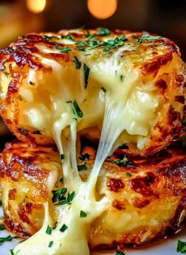 Crispy cheesy mashed potato bites served golden brown on a plate.
