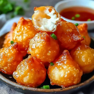 Delicious crispy crab rangoon bombs served with dipping sauce