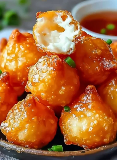 Delicious crispy crab rangoon bombs served with dipping sauce