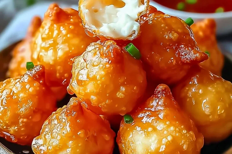 Delicious crispy crab rangoon bombs served with dipping sauce