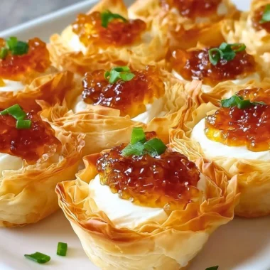 Delicious pepper jelly and cream cheese bites on a platter