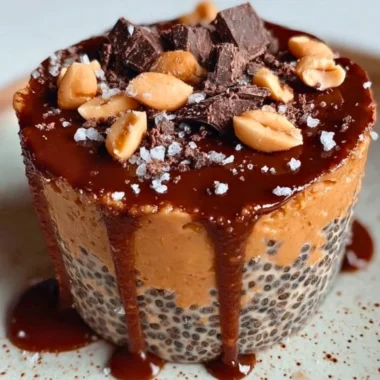 Frozen Chocolate Peanut Butter Chia dessert in a bowl topped with nuts