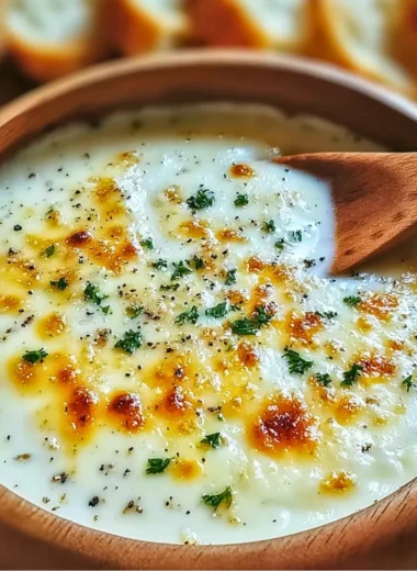 Garlic cream sauce drizzled over a freshly made pizza