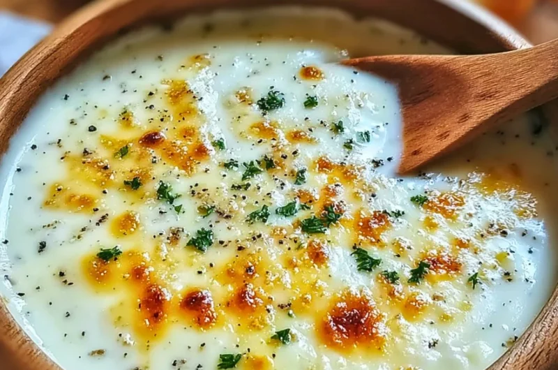 Garlic cream sauce drizzled over a freshly made pizza